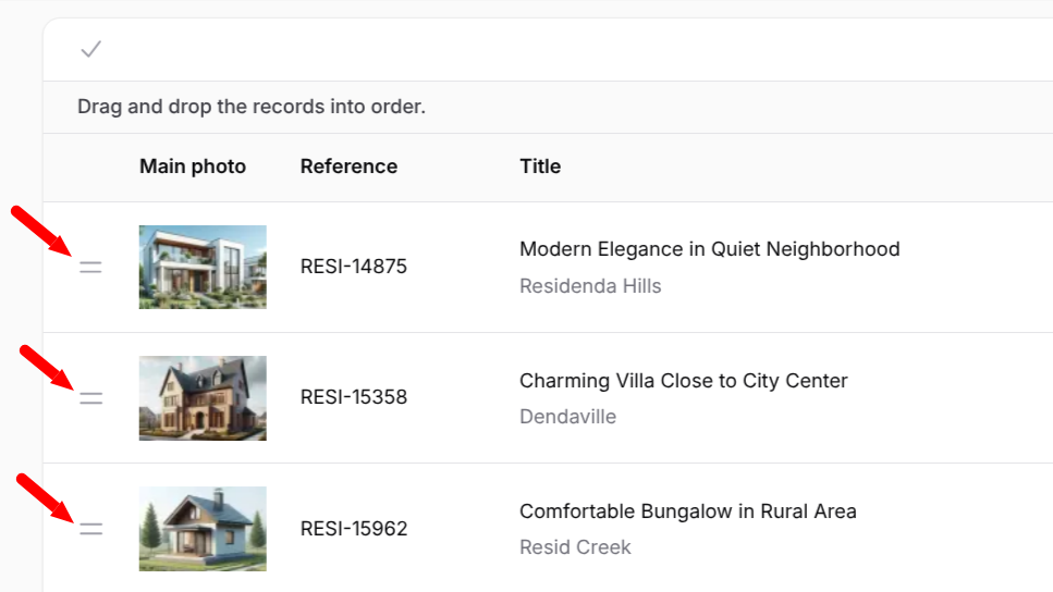 Dragging to reorder listings
