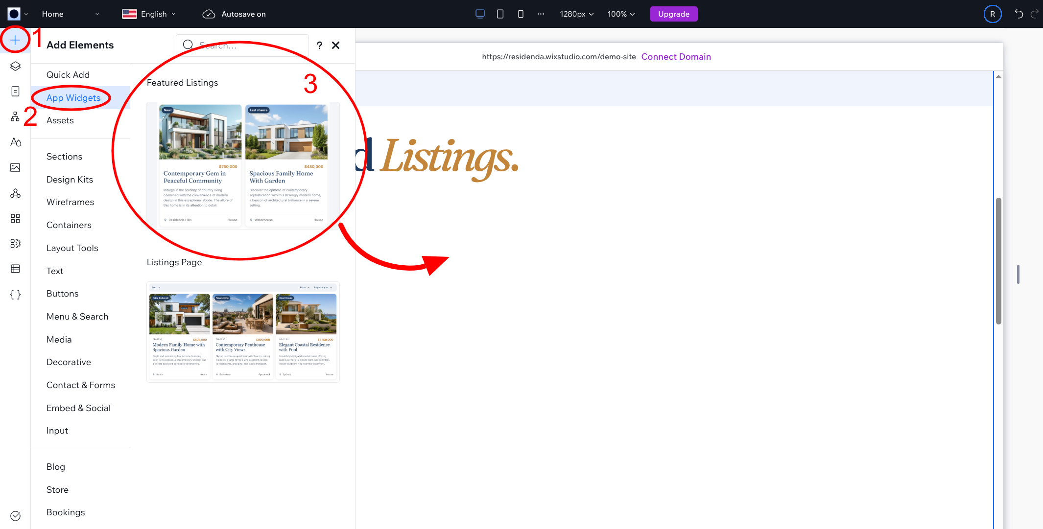 Add the Featured Listings widget Add the Featured Listings widget