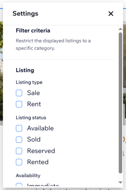 Filter criteria in Featured Listings settings Filter criteria in Featured Listings settings