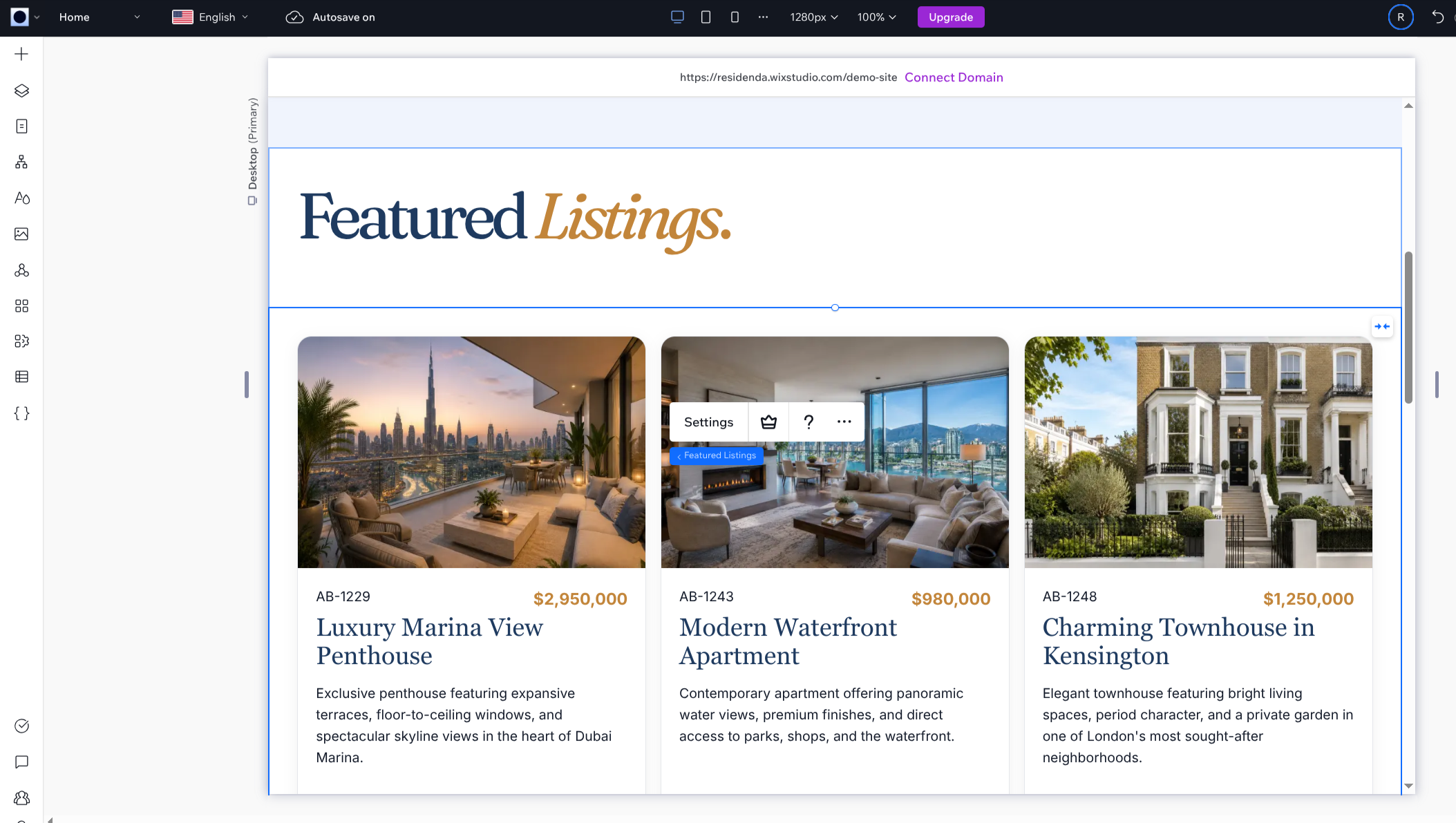 The Featured Listings widget on the page The Featured Listings widget on the page