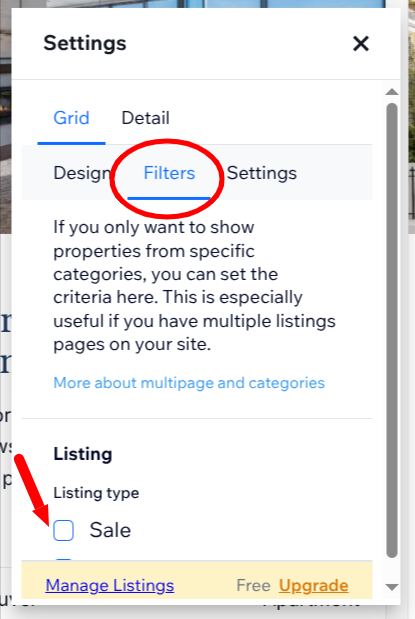 Restrict the page to specific categories