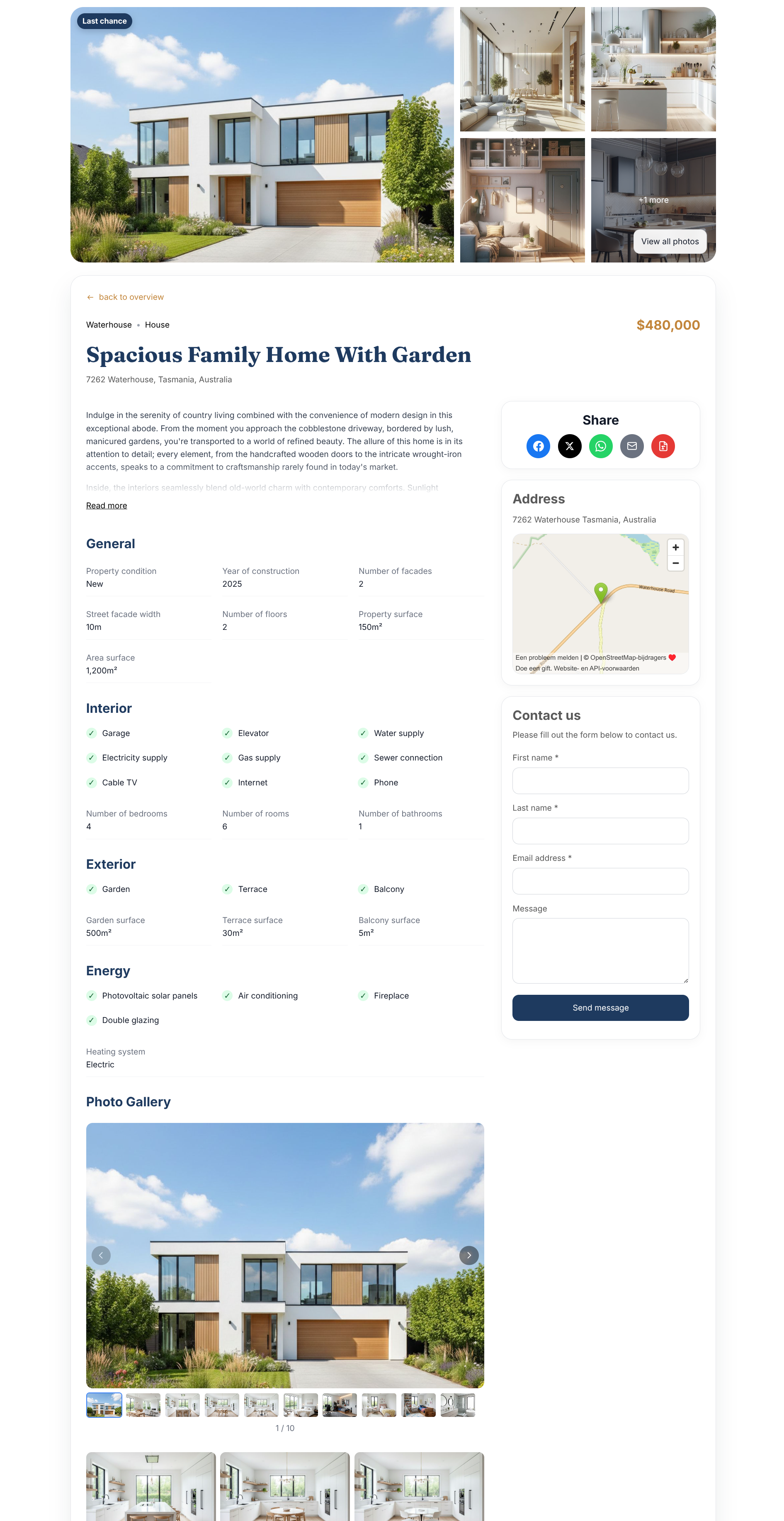 Screenshot of listing detail page in version 4.0